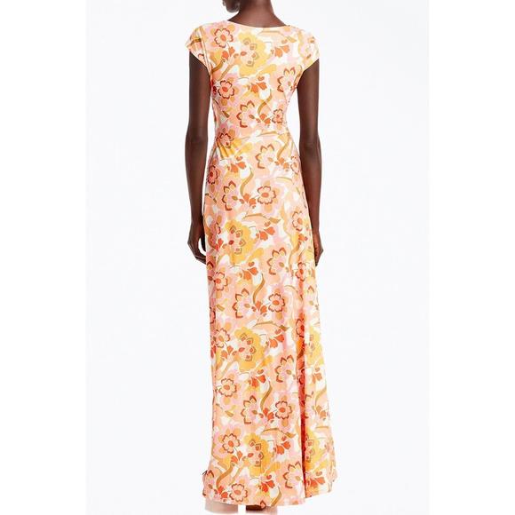 NEW AFRM lizette cutout slinky knit maxi dress in vintage coral floral - Picture 2 of 2